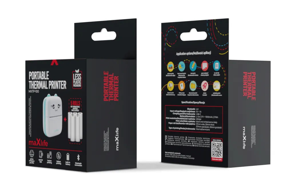 Drukarka termiczna Bluetooth Maxlife MXTP-100 niebieska