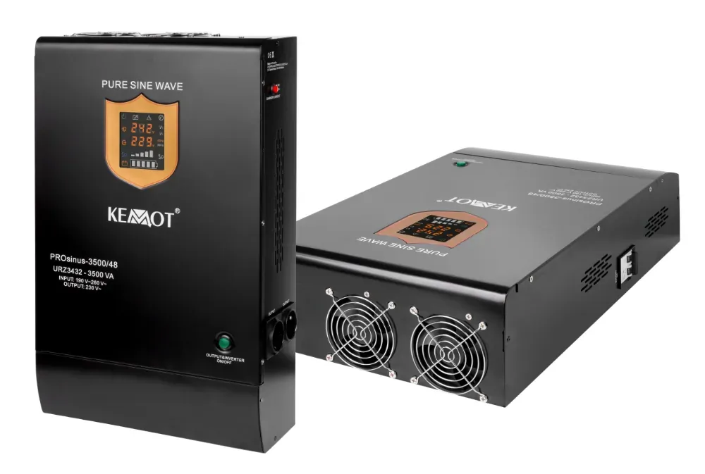 Naścienny zasilacz awaryjny KEMOT PROsinus-3500/48 przetwornica z funkcją ładowania 48V 230V 3500VA/2400W CZYSTY SINUS