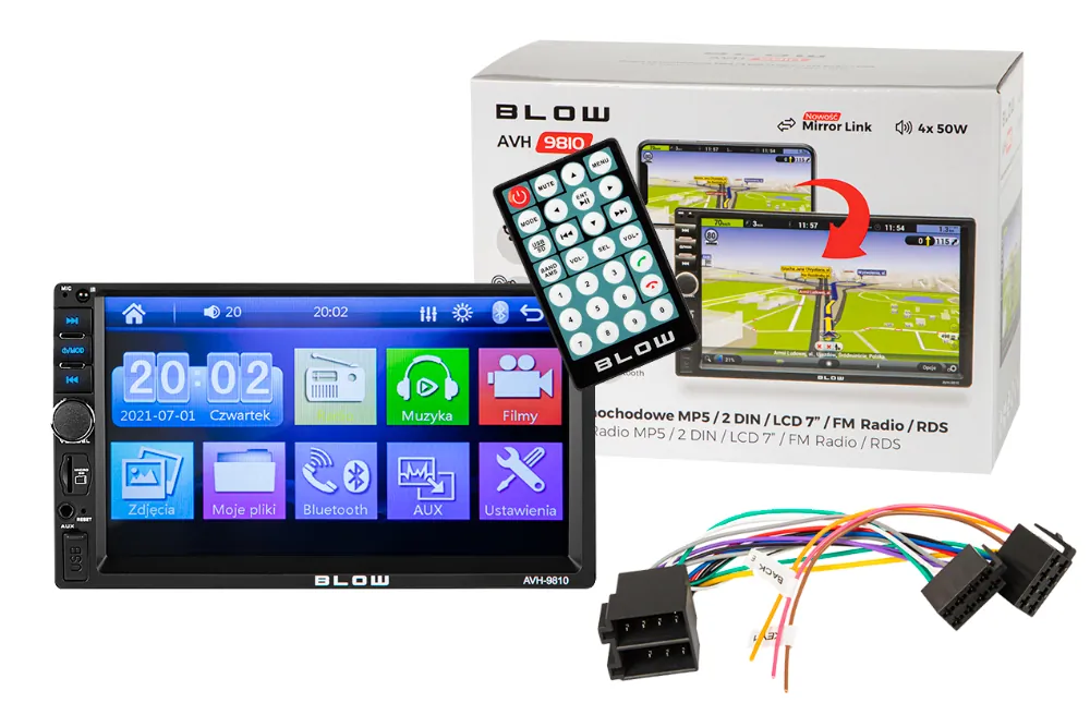 Radio samochodowe BLOW  AVH-9810 2DIN 7" Bluetooth FM SD USB AUX pilot