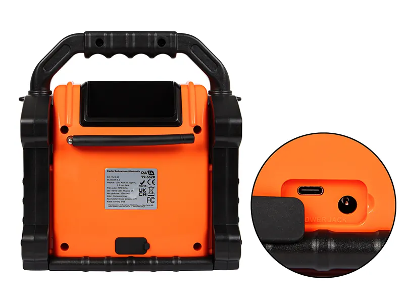 Radio budowlane przenośne BLOW RA14 analogowe AM/FM Bluetooth USB AUX SD