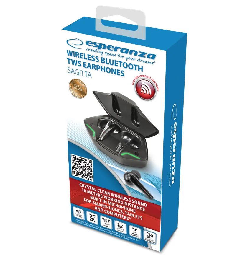 Słuchawki bezprzewodowe Bluetooth Esperanza SAGITTA douszne TWS 