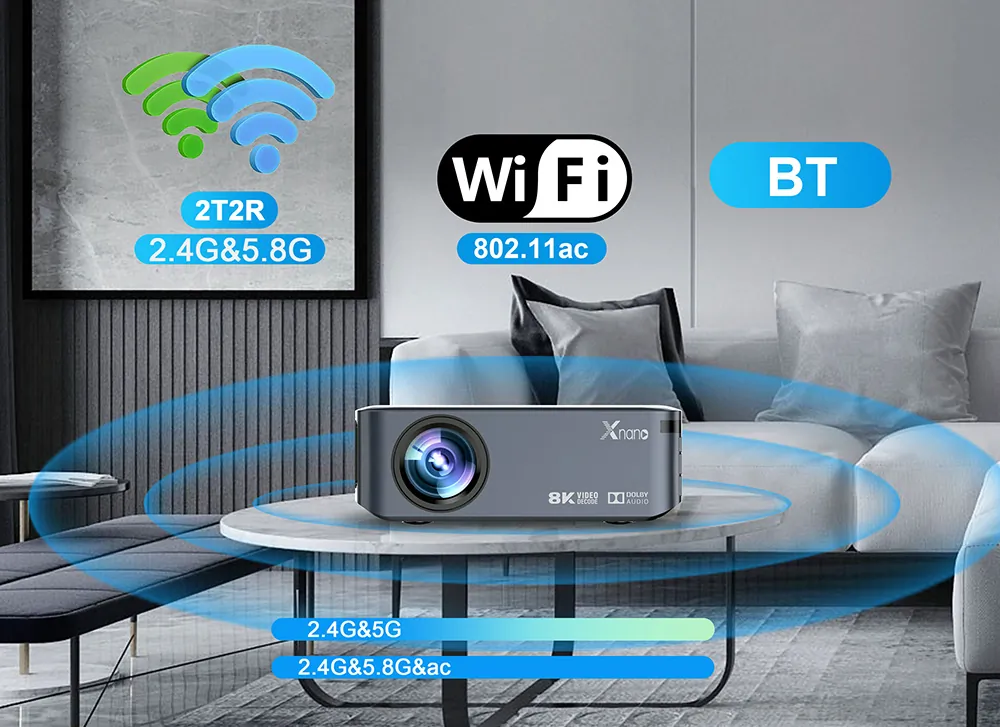 Projektor multimedialny LED rzutnik ART X1PRO WiFi Bluetooth Android 9.0 4K 200